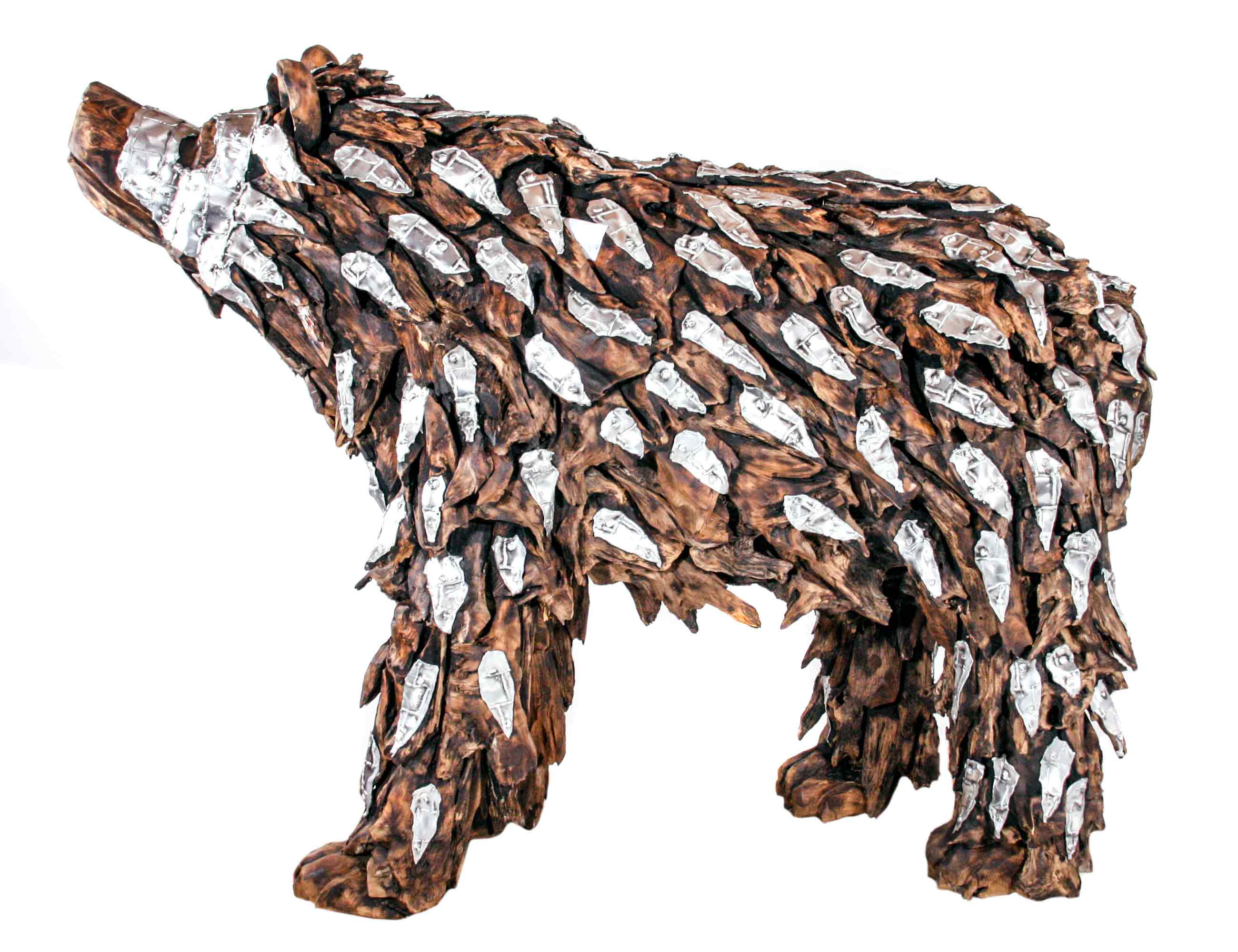Teakholz-Skulptur Grizzly-Bär